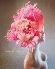 Aimee Fuller Kentucky Derby Fascinator Pink and White Hat Hatinator Royal Ascot