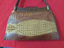 VINTAGE GENUINE CROKODILE LEATHER, 2 SIDES WOMENS BAG PURCE, HANDMADE IN ITALY