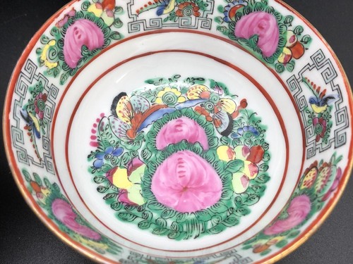 FAMILLE ROSE P.C.T. China Set 5 Hand-Painted Porcelain 4-1/2" Bowls (RF972) - Picture 6 of 11