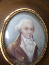 Éc. française XVIII/XIXe-Peinture Miniature-Portrait homme-signé Basire-Empire