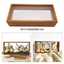 Wood Shadow Box Frame Rustic Double Sided Clear  Storage Box for