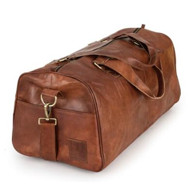  Vintage Genuine Leather Duffle Bag Oslo for Travel or the Gym, Cognac