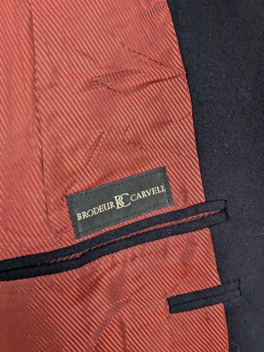 Brodeur Carvell Blazer Men's 46R Blue 100% Cashmere Single Breasted - Picture 11 of 13
