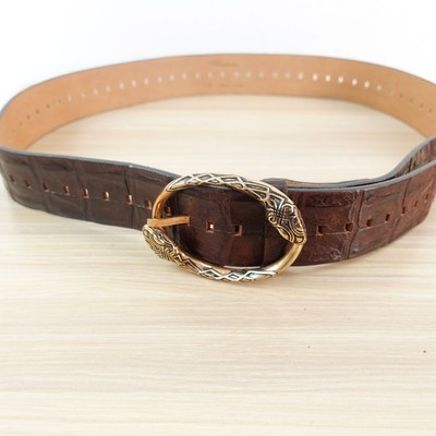 ROBERTO CAVALLI Belt Crocodile 95 38 Large Brown Western  display picture 1