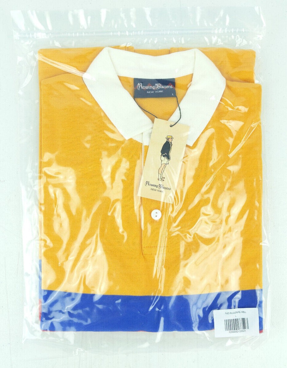 NWT Rowing Blazers 70s Stripe Yellow Blue Red Climber Rugby Jersey