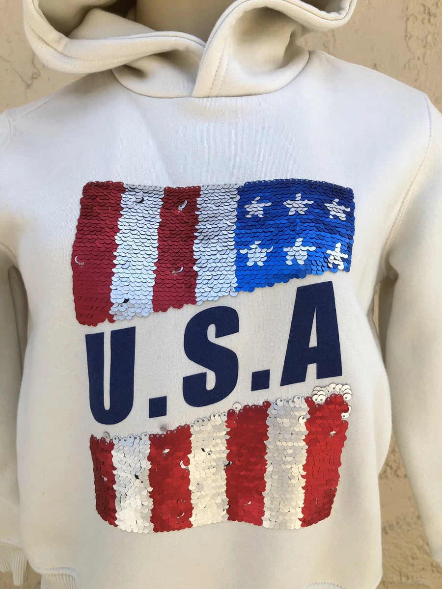 ZARA ICE SEQUIN FLAG SWEATSHIRT HOODIE REVERSE SEQUIN 8 YEARS 128 CM #198 |  eBay