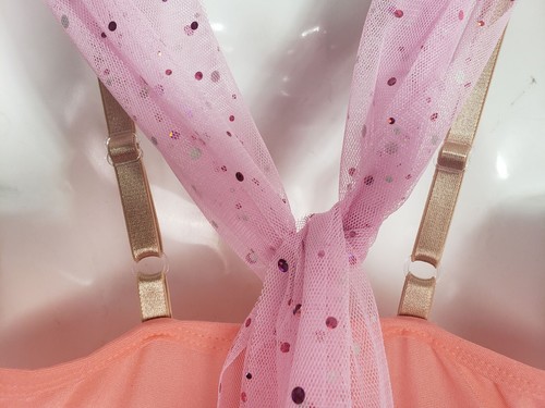Girls Child Medium Pink/Peach Ballet Costume Sparkle Foil Dots CURTAIN CALL NWOT - Picture 7 of 14
