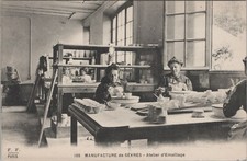 Factory Enameling Workshop women tea cups porcelain Sevres Paris France D939