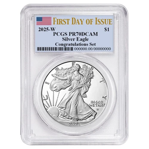 2025-W $1 1-oz Proof American Silver Eagle Congratulations Set PCGS PR70DCAM