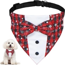 Christmas Dog Tuxedo, Dog Christmas Outfit Adjustable Tuxedo with Bow Tie Collar