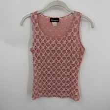 Vintage Y2K Cute girl made in USA pink lace tank top sz M