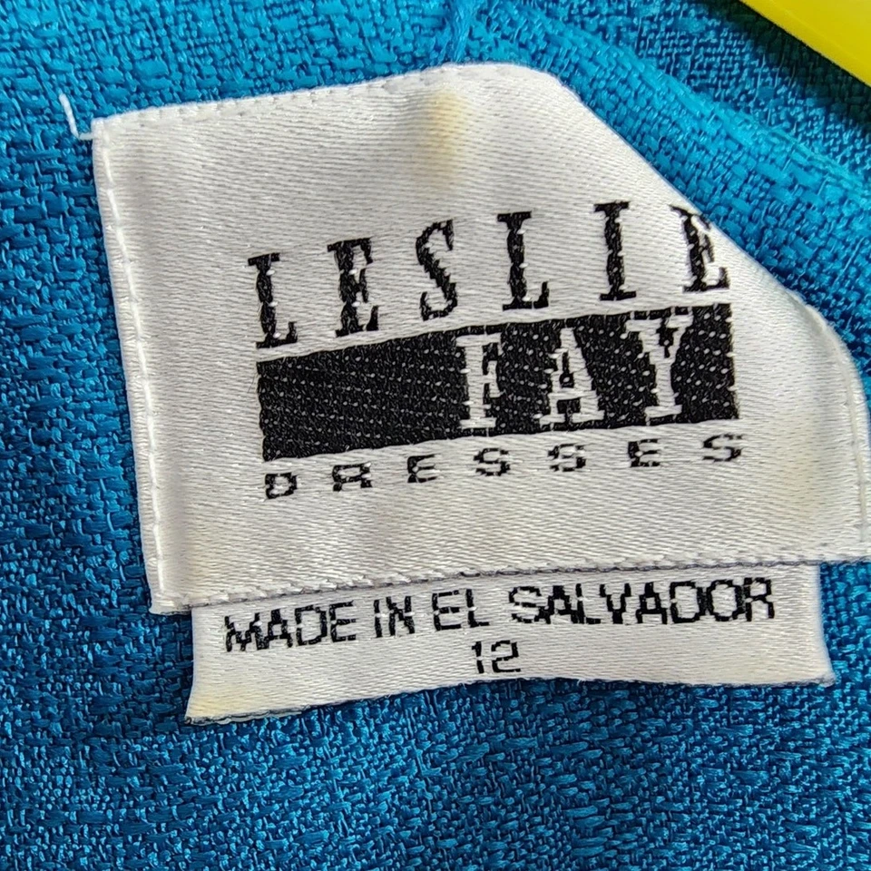 Conjunto de falda vintage Leslie Fay para mujer 12 azul manga corta blazer a rayas plisado Foto 4 de 4