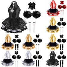 Girls Outfits Carnival Set Competition Cheer Leader Tutu Dress Cheerleading