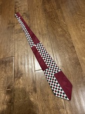 Tom James Men's Necktie Tie Silk Satin Multicolor Geometric Made in USA 58"