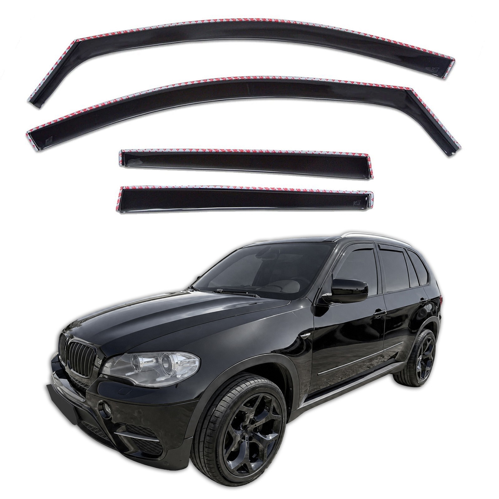 Déflecteurs d'air pour BMW X5 E70 2007-2011 lot de 4 pièces teinte noire en acrylique