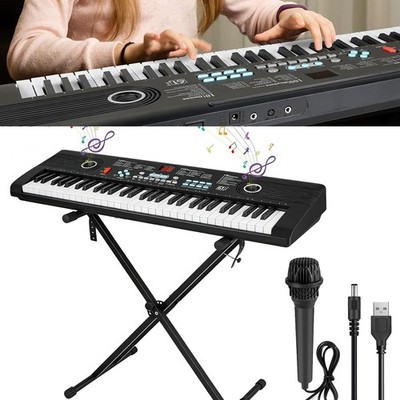 61 Key Electronic Digital Piano Keyboard with Stand, Microphone for Beginner Kid