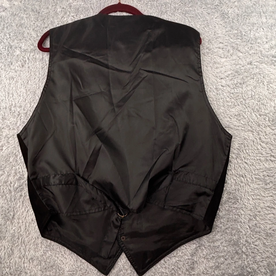 Chaleco de cuero de gamuza negro STEFANO MAN para hombre L grande motociclista occidental abotonado de colección Foto 4 de 4