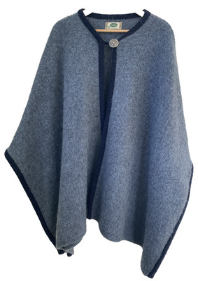 Vintage ICEWEAR Icelandic Wool Knit Poncho Cape Blue Sz M Sweater