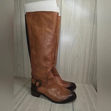 Vice Camuto Volero Brown Leather Tall Riding Boots Size 6.5 Two Tone Boho