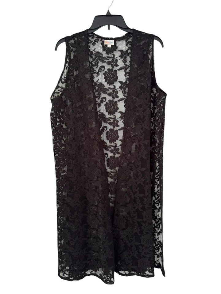 Lularoe M Largo Negro Floral Encaje Topper Transparente Romántico Femenino Oscuro Capricho Foto 2 de 4