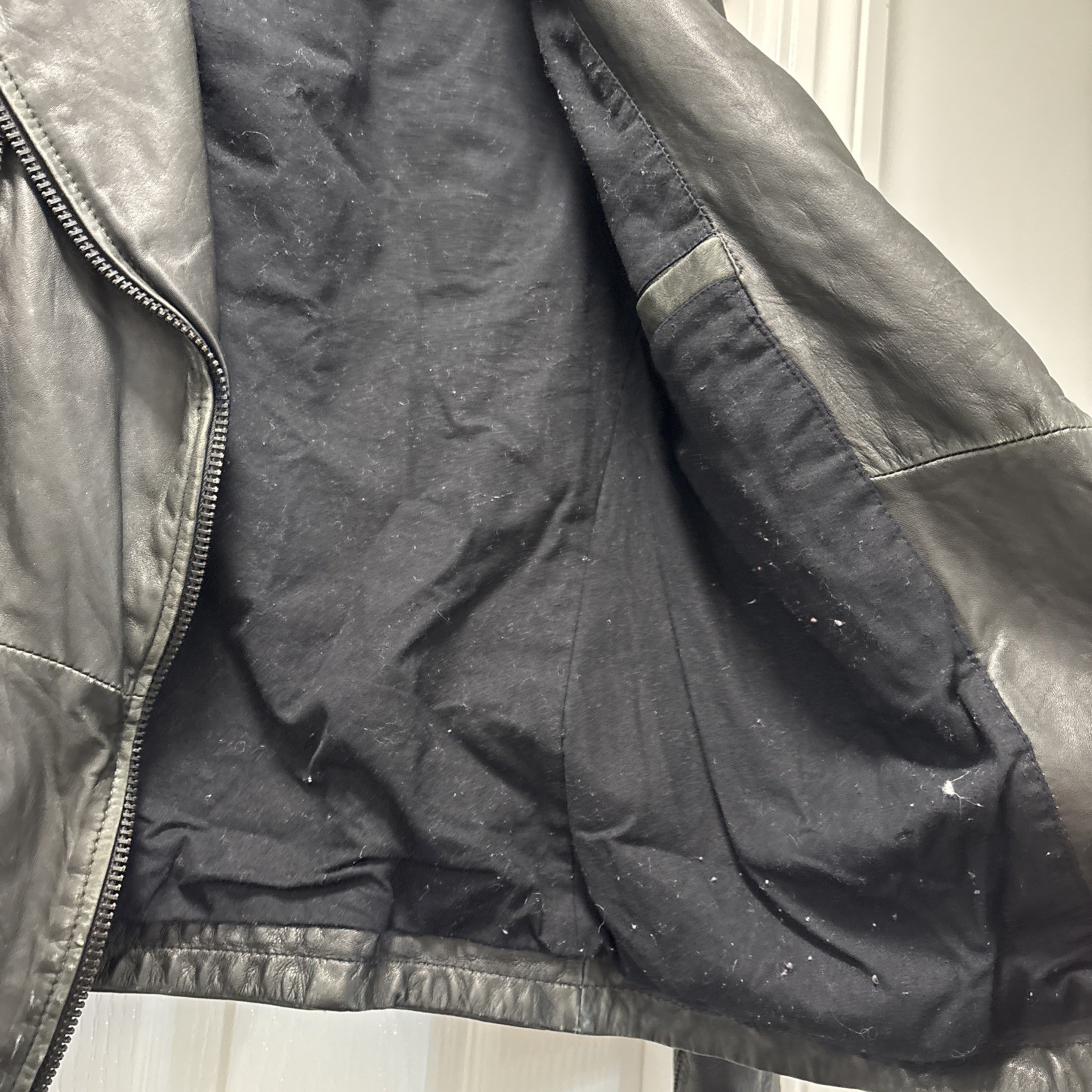 AllSaints ‘Cargo’ Leather Jacket RRP £399 Distressed Look Men’s Extra Small image 6