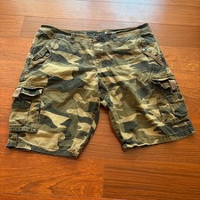 Nick Danger Mens Camo Cargo Shorts Green Brown Woodland Camouflage Utility 38