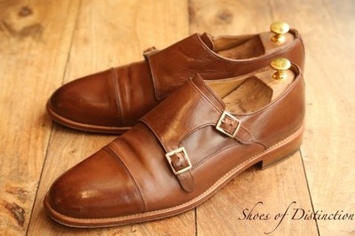 Russell & Bromley braune Lederschuhe Doppel Mönch Messingschnalle UK 10 US 11