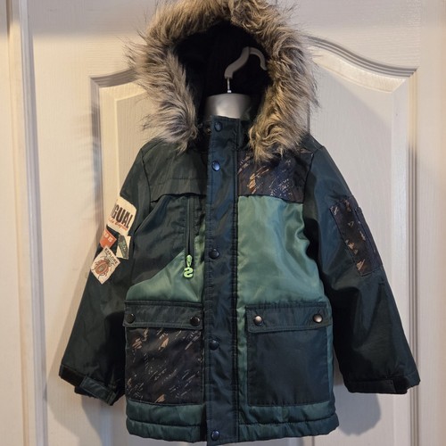 Giacca cappotto ragazzo Desigual taglia 3 4 verde cappuccio cappuccio pelliccia sintetica parka invernale - Foto 2 di 16