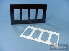 Leviton SJ264-SE Black 4-Gang 4-Decora Unbreakable Nylon Midway Screwless Cover