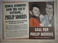 Vtg Philip Morris Cigarette Ads 1940s Medical Authority Tobacco Print Lot of 5