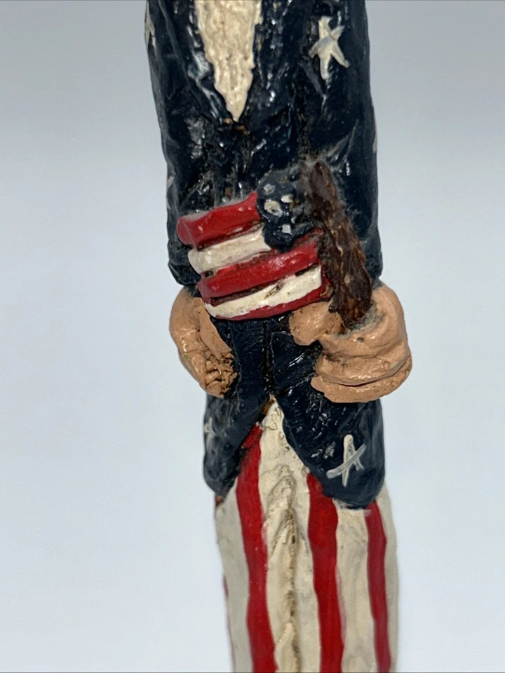 Lápiz flaco vintage firmado ARTE POPULAR del 4 de julio escultura TÍO SAM Foto 3 de 4