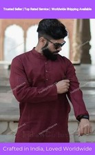 Mens Kurta Maroon Color Traditional Shirts Top Shirt Mens Wear Cotton Kurta