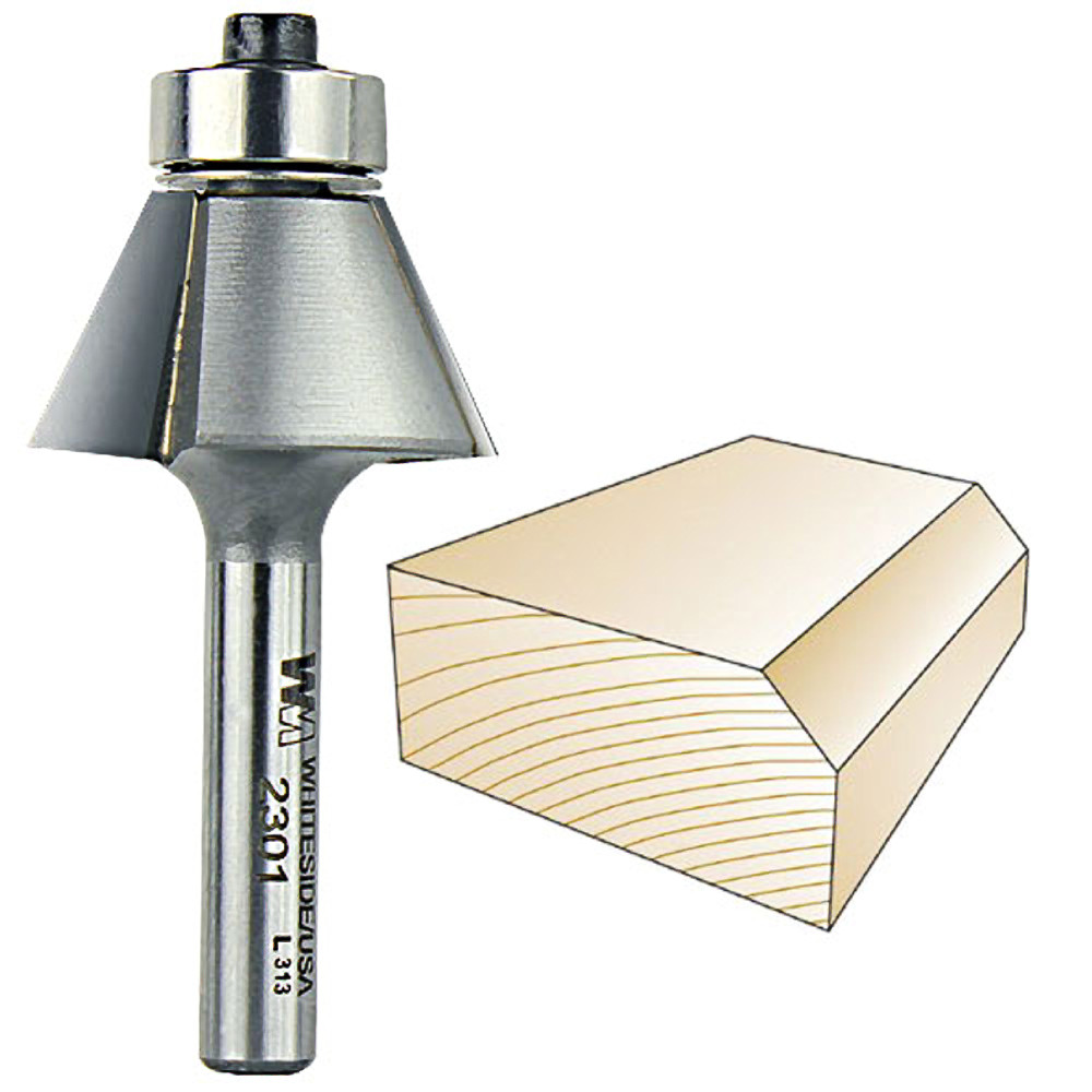 Whiteside 25 deg. Edge Bevel Bit, 1/4 in. SH x 9/16 in. CL x 1/2 in. CH 2301