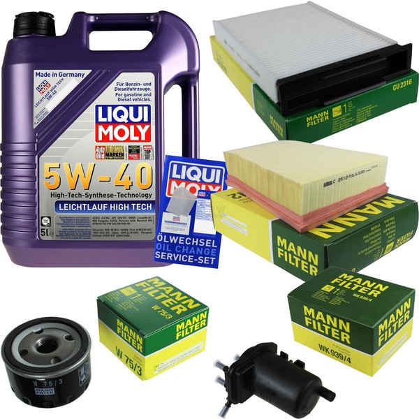 Mann Inspektionspaket 5L Liqui Moly 5W-40 FüR Renault Megane II Kombi 1.5 Dci-image
