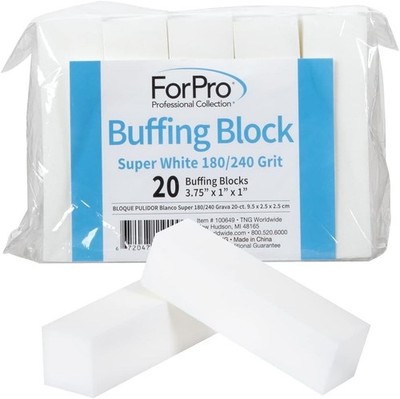 ForPro 180 240 Grit Nail File Buffing Block 20 Count for Manicure Pedicure