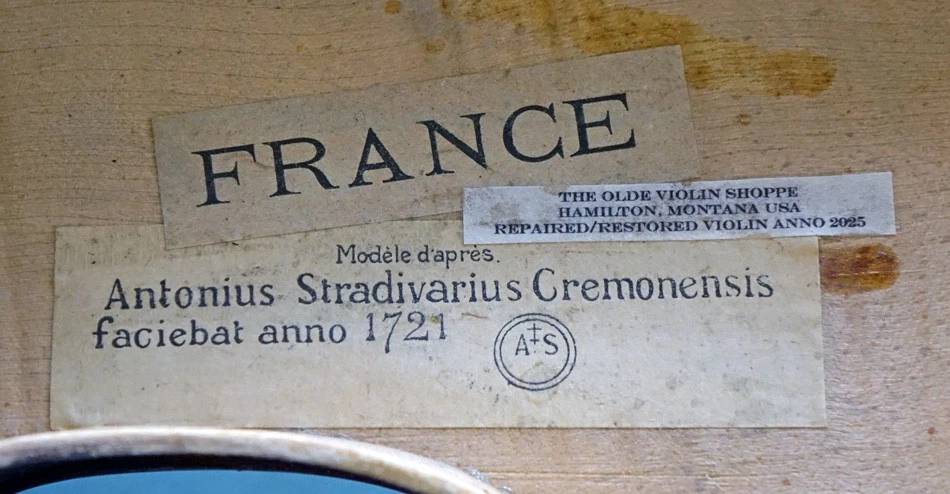 VIOLÍN 3/4 ANTIGUO RESTAURADO COPIA STRADIVARIUS HECHO EN FRANCÉS CON ESTUCHE Y ARCO, C-1920 Foto 3 de 4