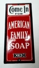 Vintage Original Heavy Porcelain Advertising Door Push Sign American Family Soap
