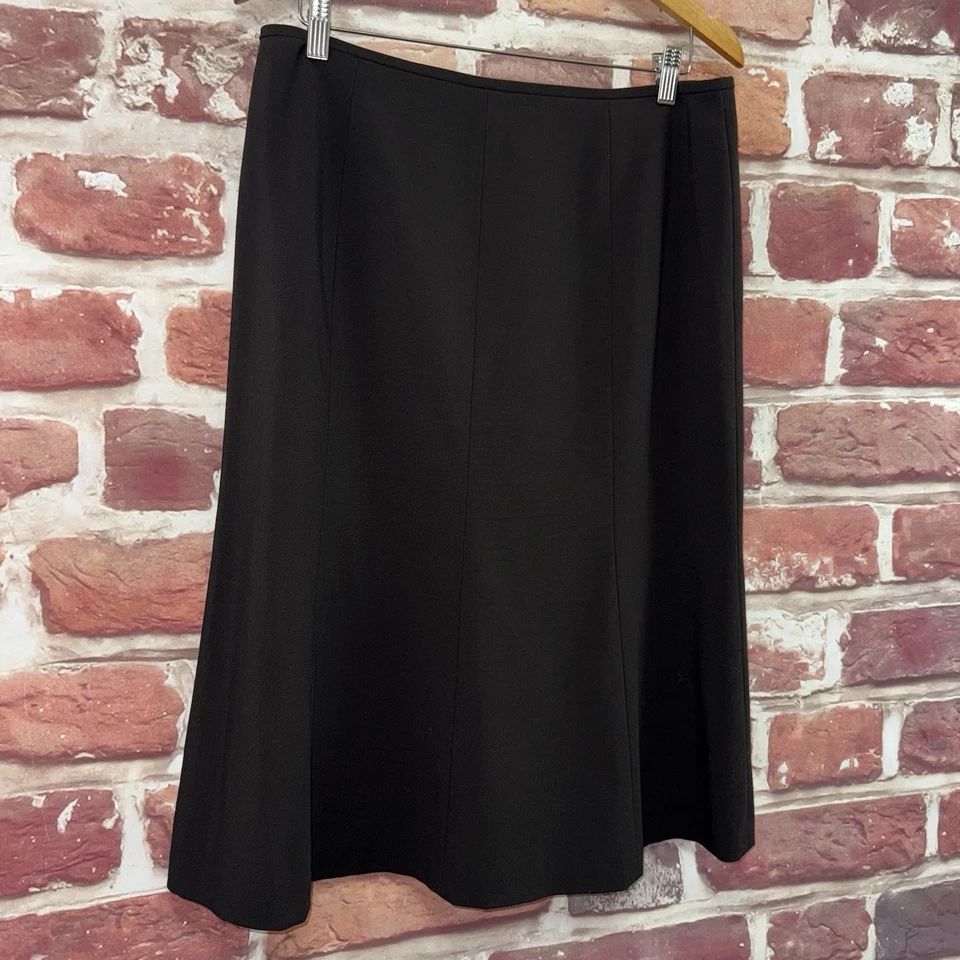 Tahari ASL Skirt Womens 12 Dark Brown Career Work Office Zip Up Midi - Image 2 of 4
