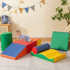 NNECW 7-Piece Climb and Crawl Activity Play Set with Zippered Cover-Multicolour