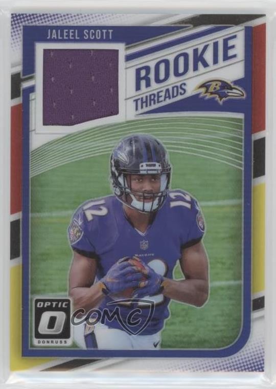 2018 Donruss Optic Rookie Threads Red & Yellow Prizm Jaleel Scott #RT-JS RC 0i76