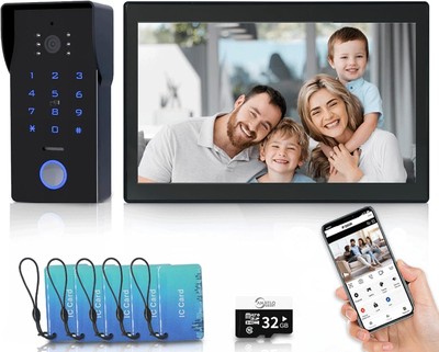 Video Doorbell WiFi Intercom, 2-Wire Visual Doorbell, 1080P, 10'' Touch Color