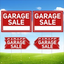 6 PCS Garage Sale Signs, Stakes, 2 Large 24x16, 4 Arrow 17x6, Double Sided