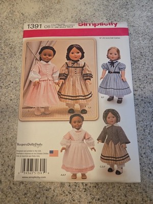 Simplicity #1391  18'' DOLL CLOTHES HISTORICAL DRESSES Sewing Pattern Uncut