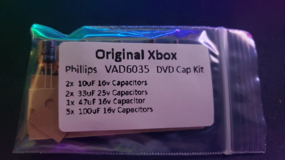Original Xbox Phillips VAD 6035/21 DVD Drive Capacitor Replacement Kit - Image 2 of 3