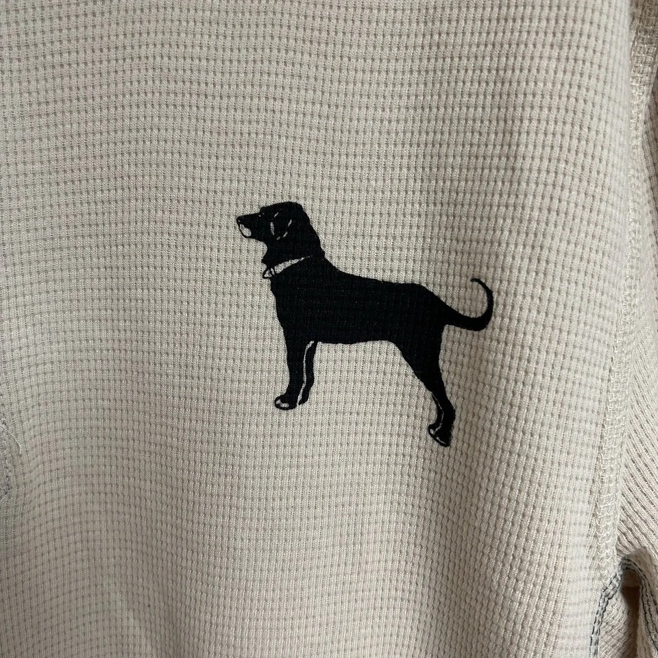 NUEVO Pullover Henley tejido gofre crema The Black Dog para hombre logotipo grande Foto 3 de 4