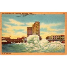 The Great Seawell Protecting Galveston Texas Postcard PC168