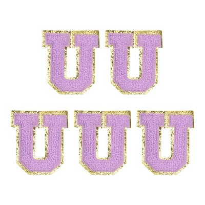 Chenille Letter Patches 2.2'' Letter U Embroidered Patch (Purple, Pack of 5)