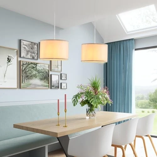 Paquete de 2 luces colgantes enchufables, luces colgantes con cable transparente de 15 pies, gris francés Foto 3 de 4