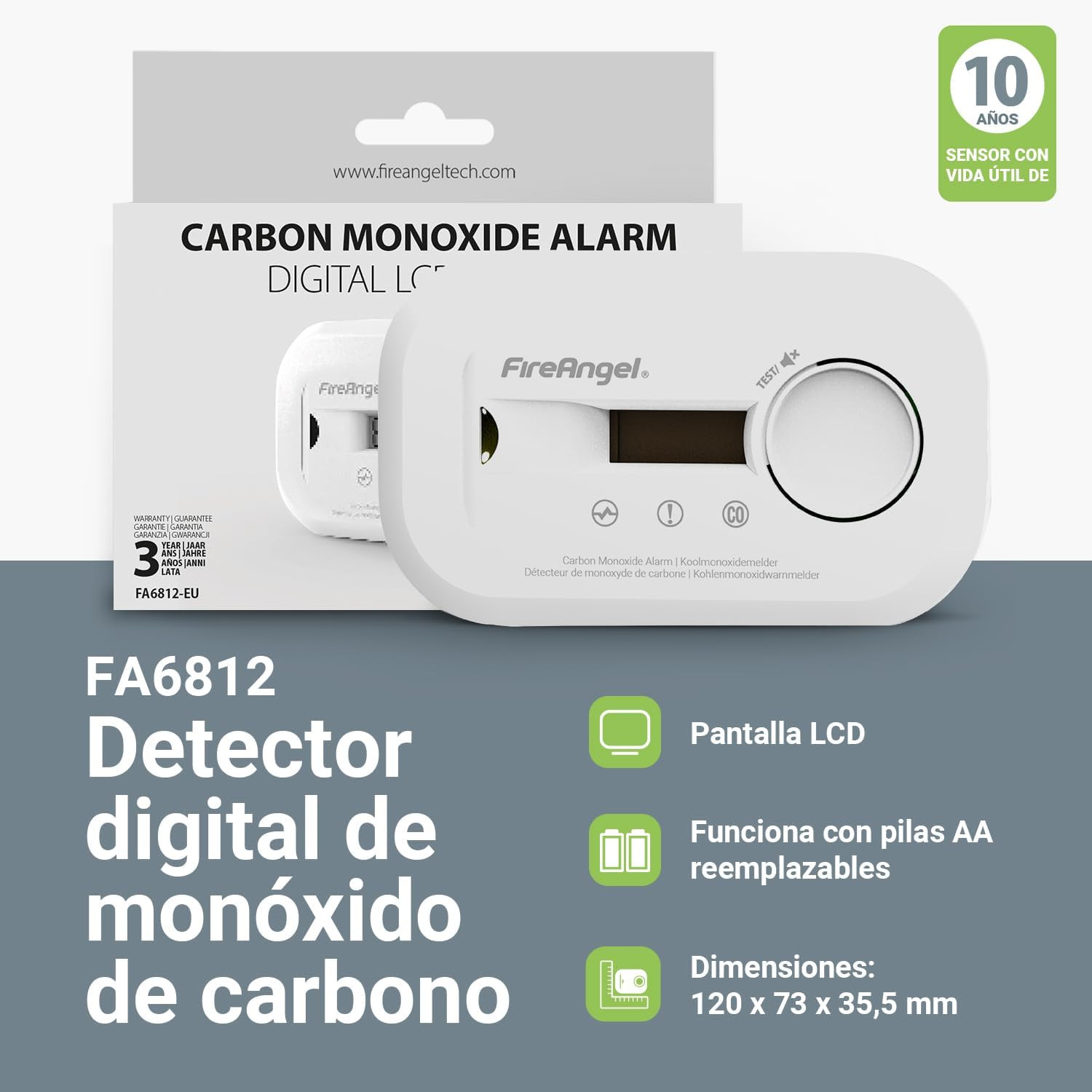 Fire Angel FA6812 Rilevatore Digitale LCD | Design e Sicurezza CO - 3