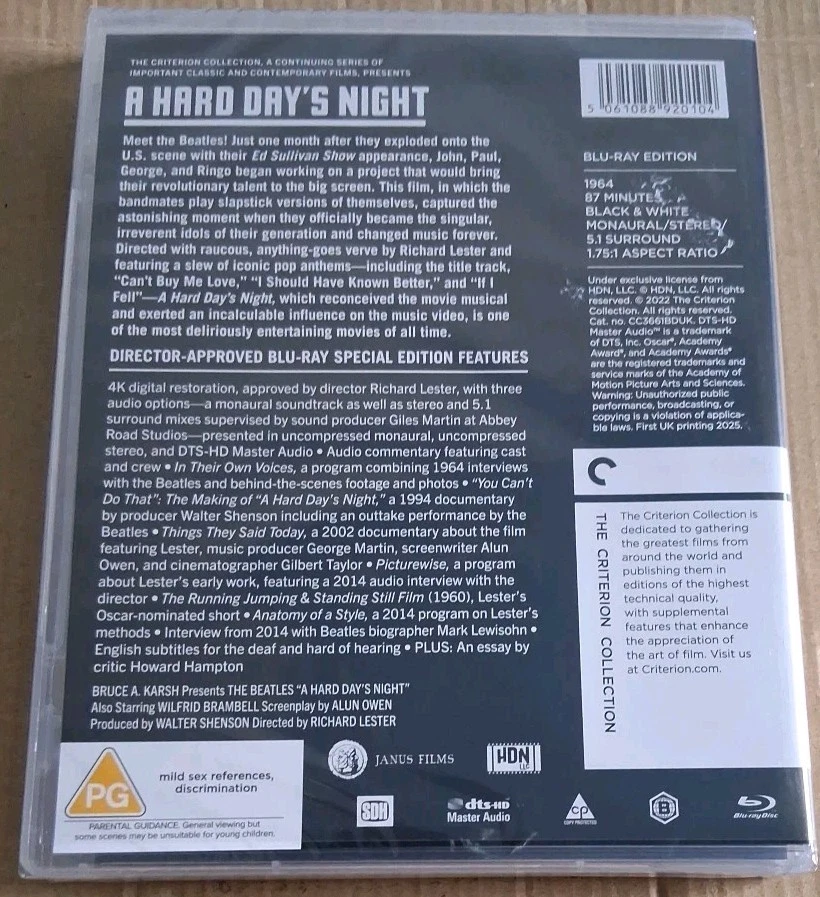 A Hard Day's Night - The Criterion Collection UK (Blu-ray, 2025) - Image 2 of 2